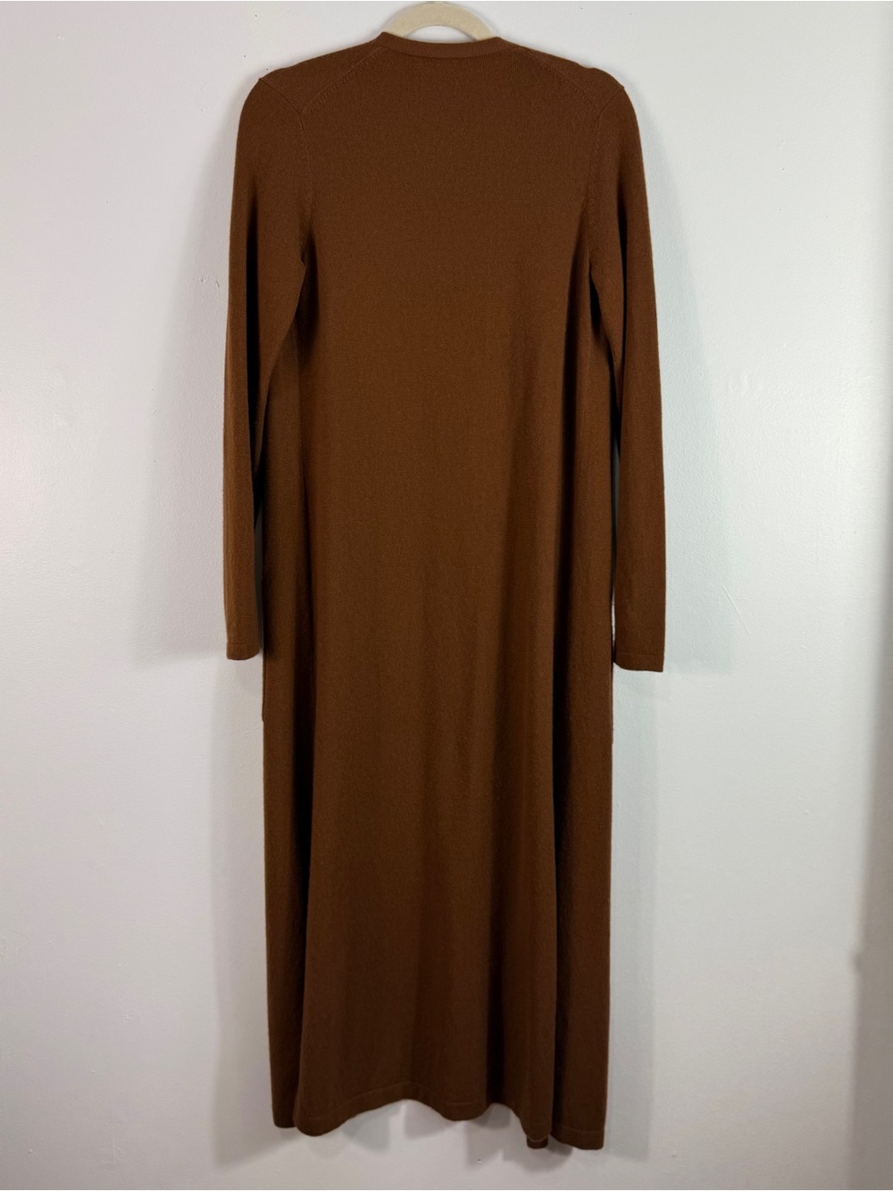 Theory 100% Cashmere Open Front Duster Cardigan Women’s S Brown Pockets - Picture 5 of 12